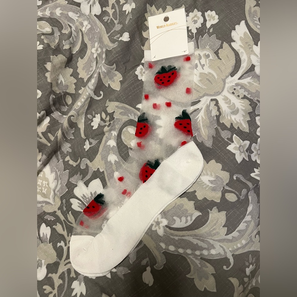 Strawberry Pattern Sheer Socks